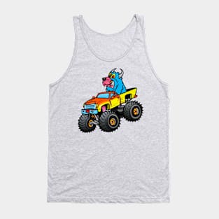 Dog with Horns on a Monster Truck Tank Top